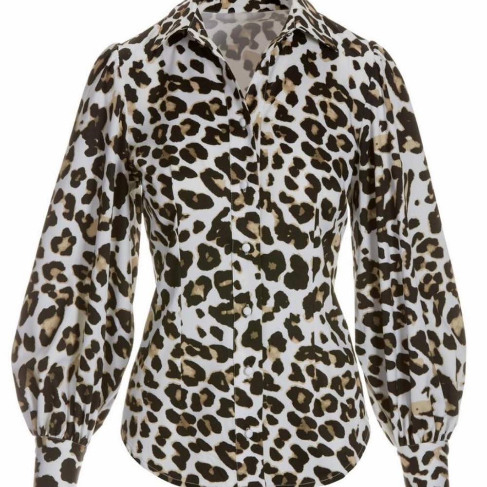 Boston Proper Leopard Print Victoria Print Drama Sleeve Shirt. Never worn.